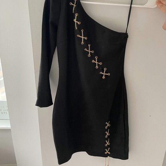 Windsor Smooth Vibration Ponte Chain Lace-Up Mini Dress - Picture 4 of 7